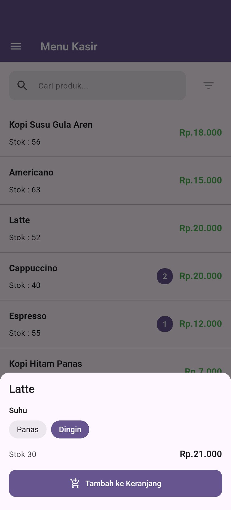 Produk dengan pilihan
