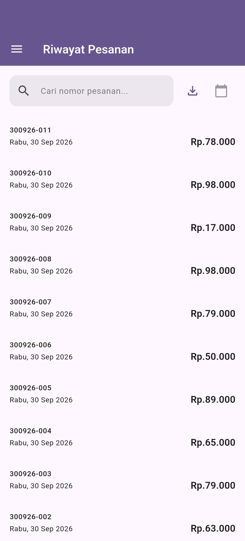 Riwayat pesanan